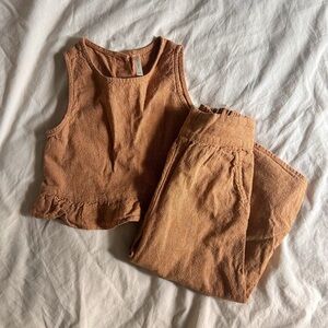 Rylee + Cru Rust Orange Corduroy Kids Matching Set